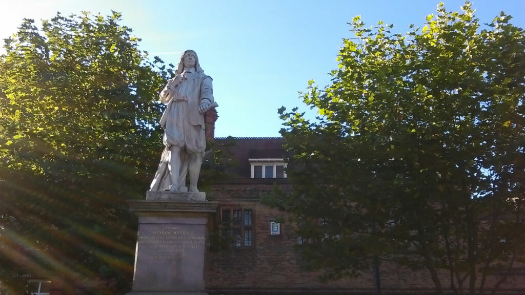 Statue of Andrew Marvell, outside the Old Grammar School, Hull